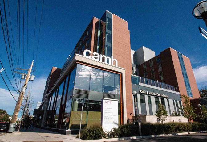 Exterior shot of the Crisis and Critical Care Building at CAMH