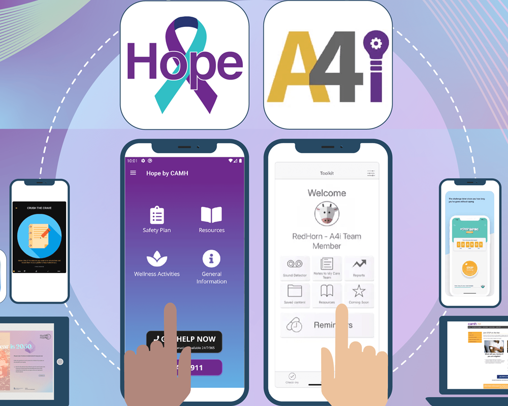 Digital Health Week 2022 - graphic including examples of CAMH apps