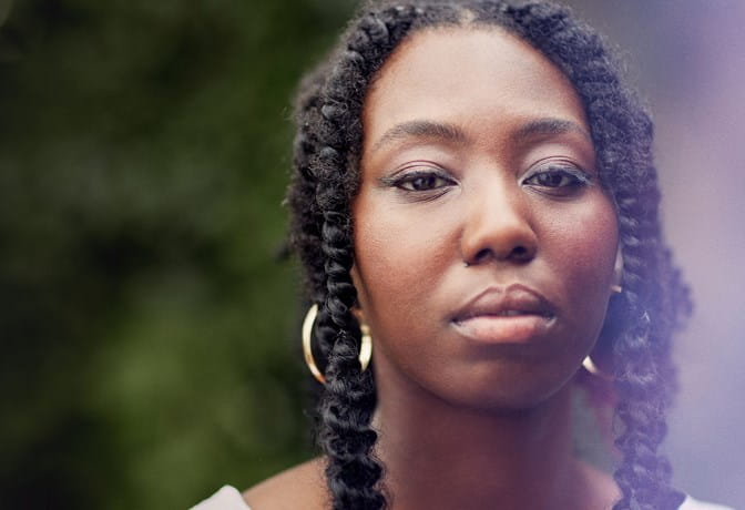 Black woman smiling closeup portrait