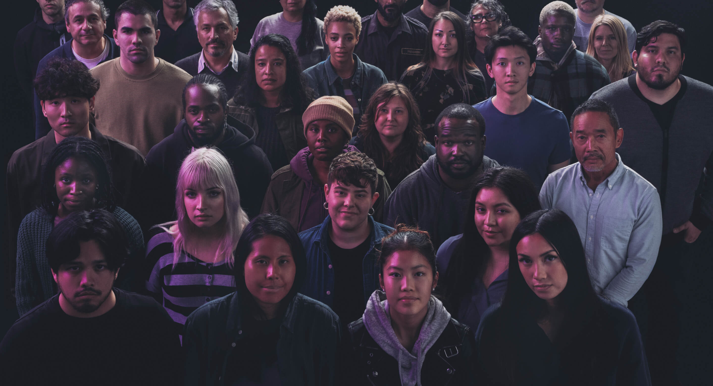 Crowd of determined people