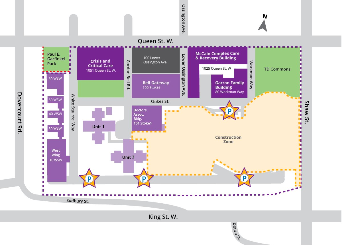 Map of CAMH during redevelopment construction