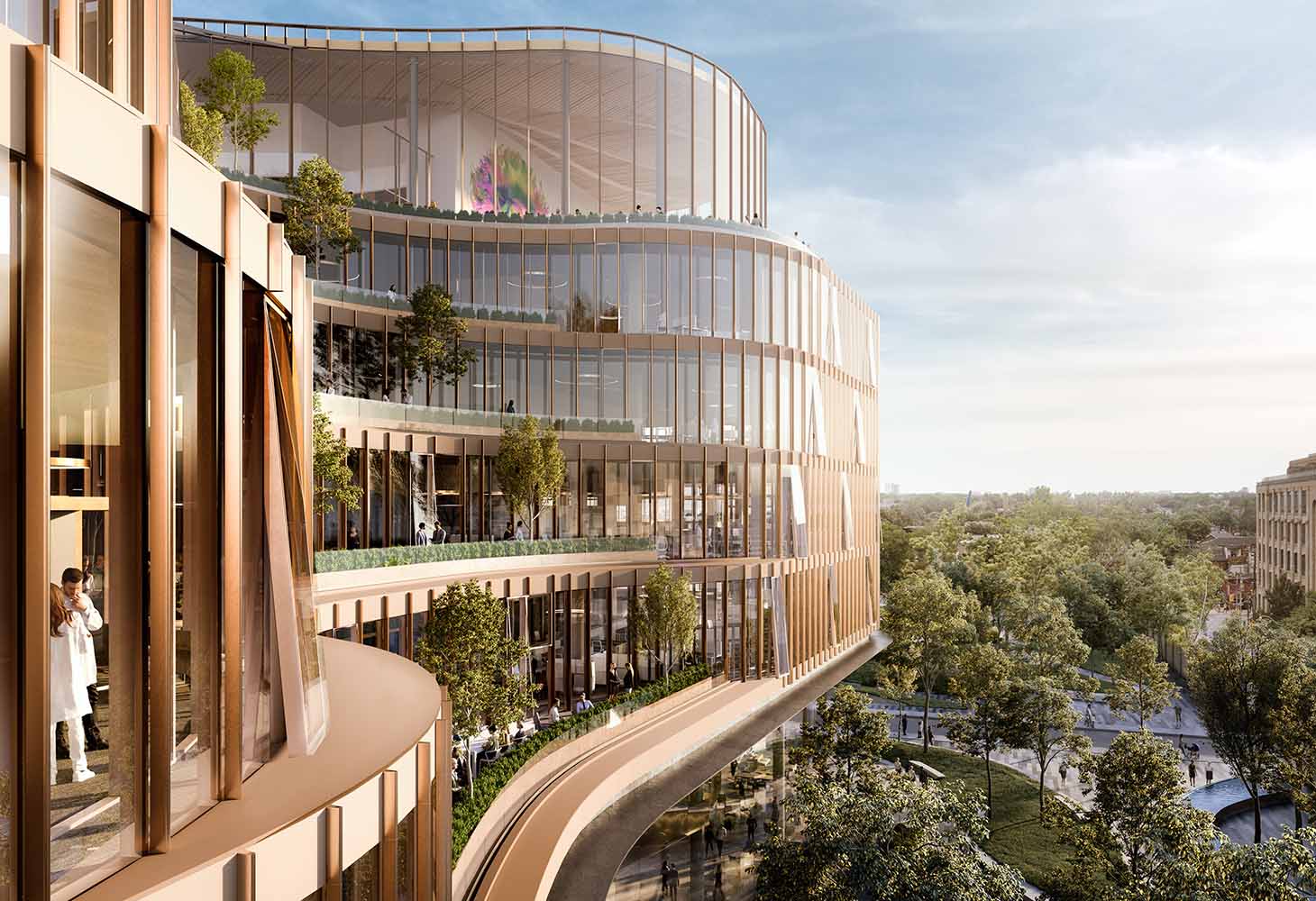 Rendering of the exterior of the Temerty Discovery Centre