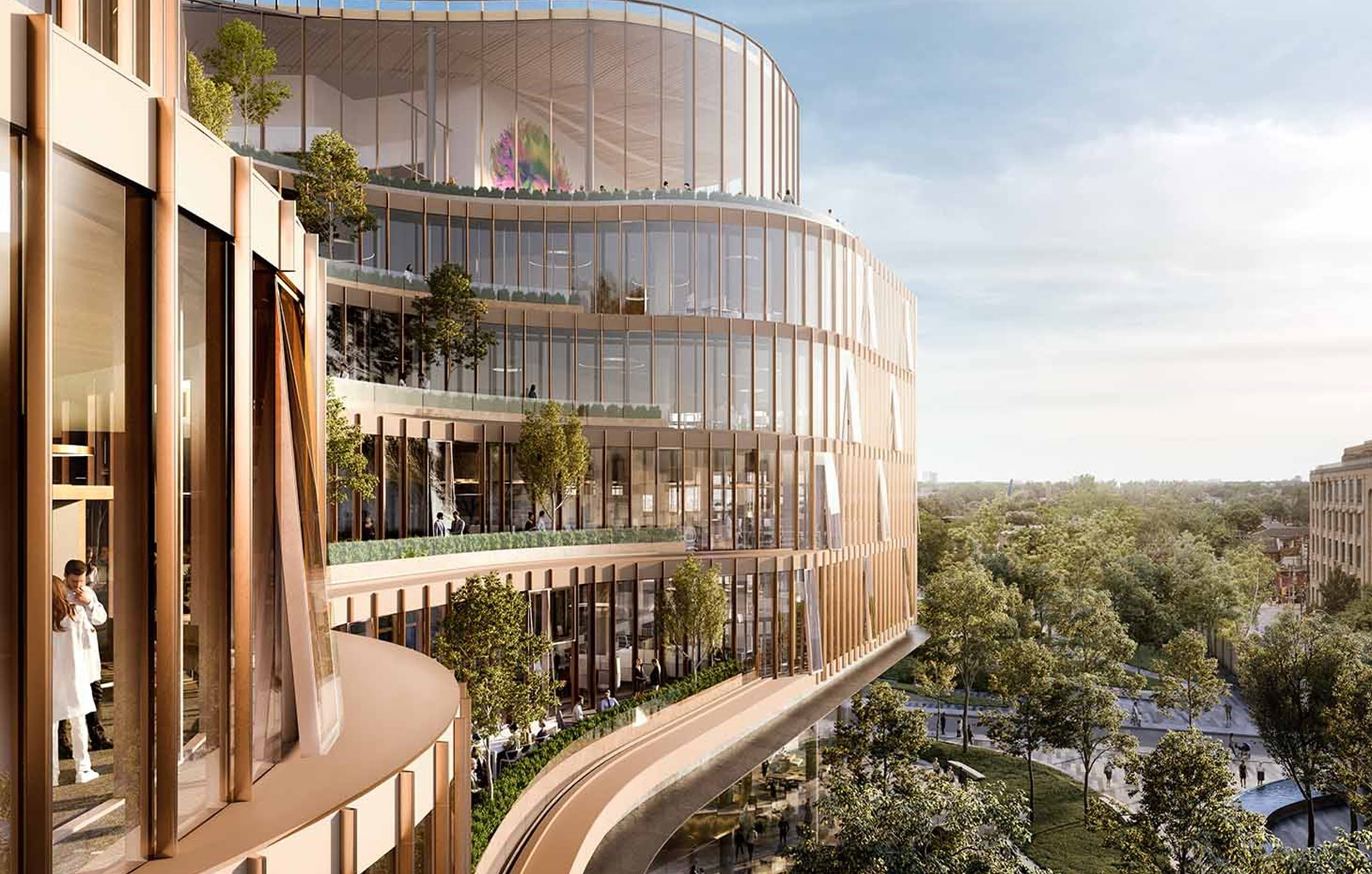 Rendering of the exterior of the Temerty Discovery Centre