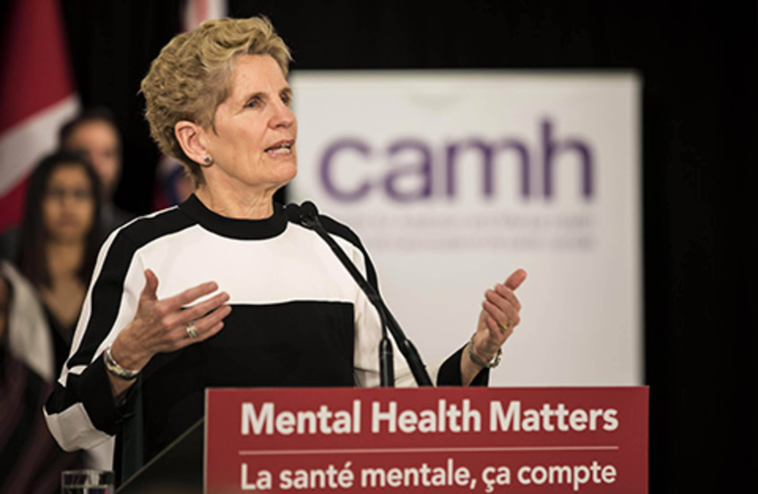Ontario Premier Kathleen Wynne speaks during news conference at CAMH