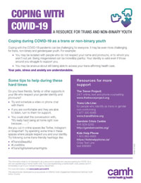 Cover - Coping with COVID-19: a resource for Trans and non-binary youth
