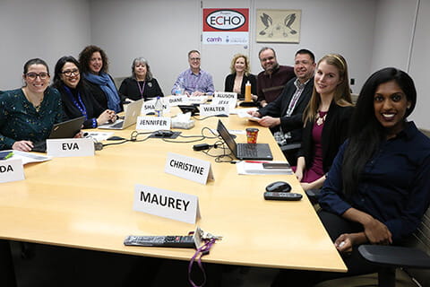 The Echo Team sitting around a large round table. 