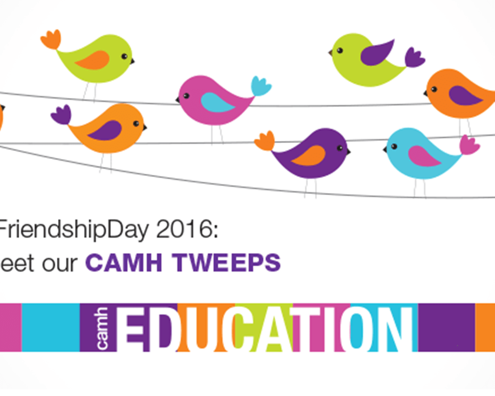 A colourful illustration with cartoon birds standing on a cord with the phrase