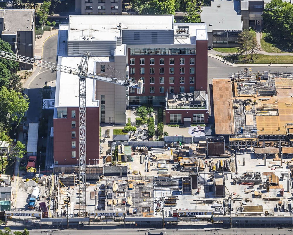 Aerial shot of McCain Complex Care and Recovery Centre during Phase 1C construction