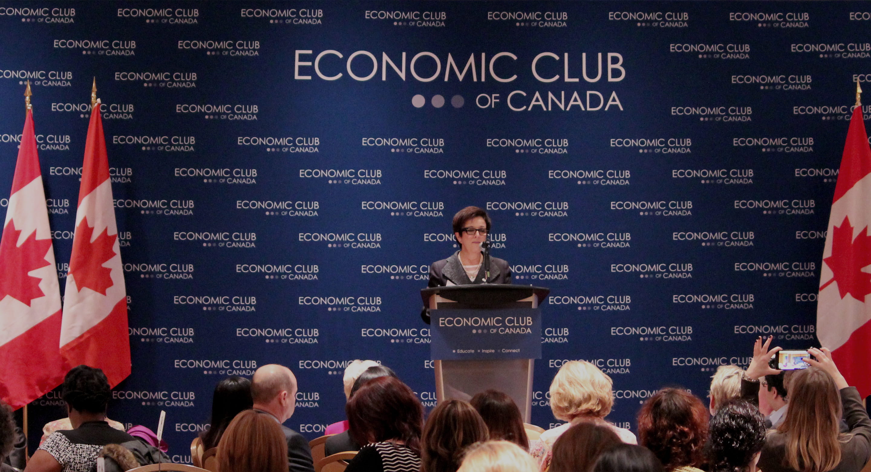 Picture of CAMH President and CEO Catherine Zahn speaking at the Economic Club of Canada