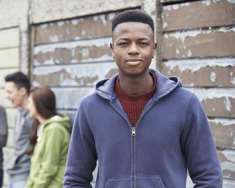 Young people in alley