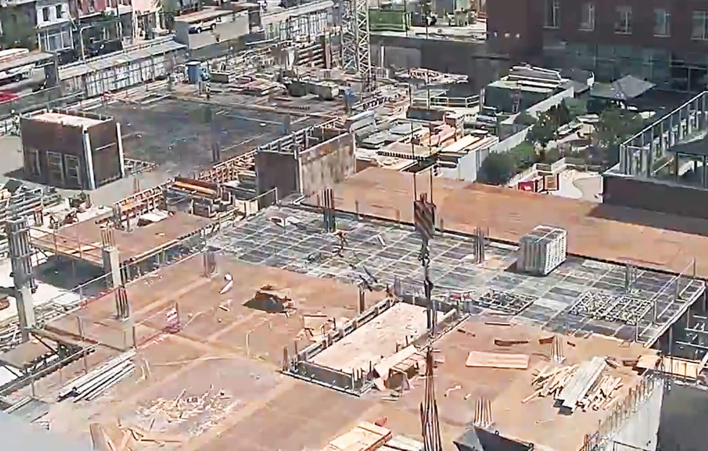 Screenshot of video showing construction during Phase 1C of CAMH Queen Street Redevelopment Project