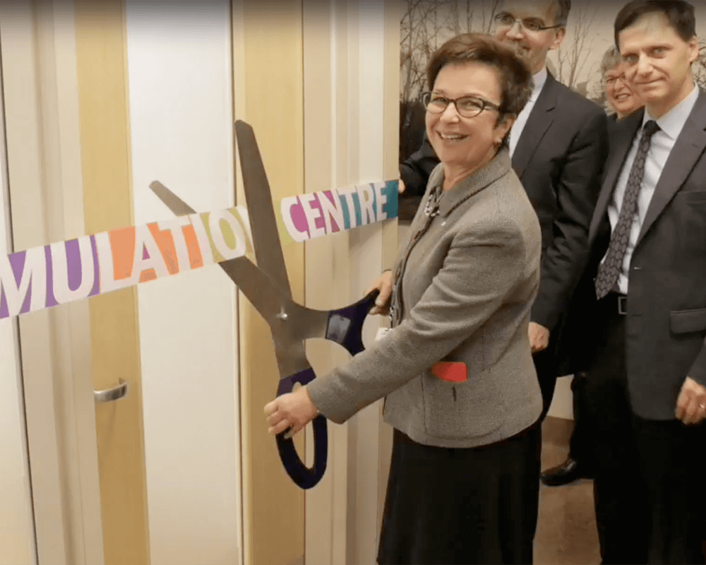 Catherine Zahn opens the new Sim Centre.