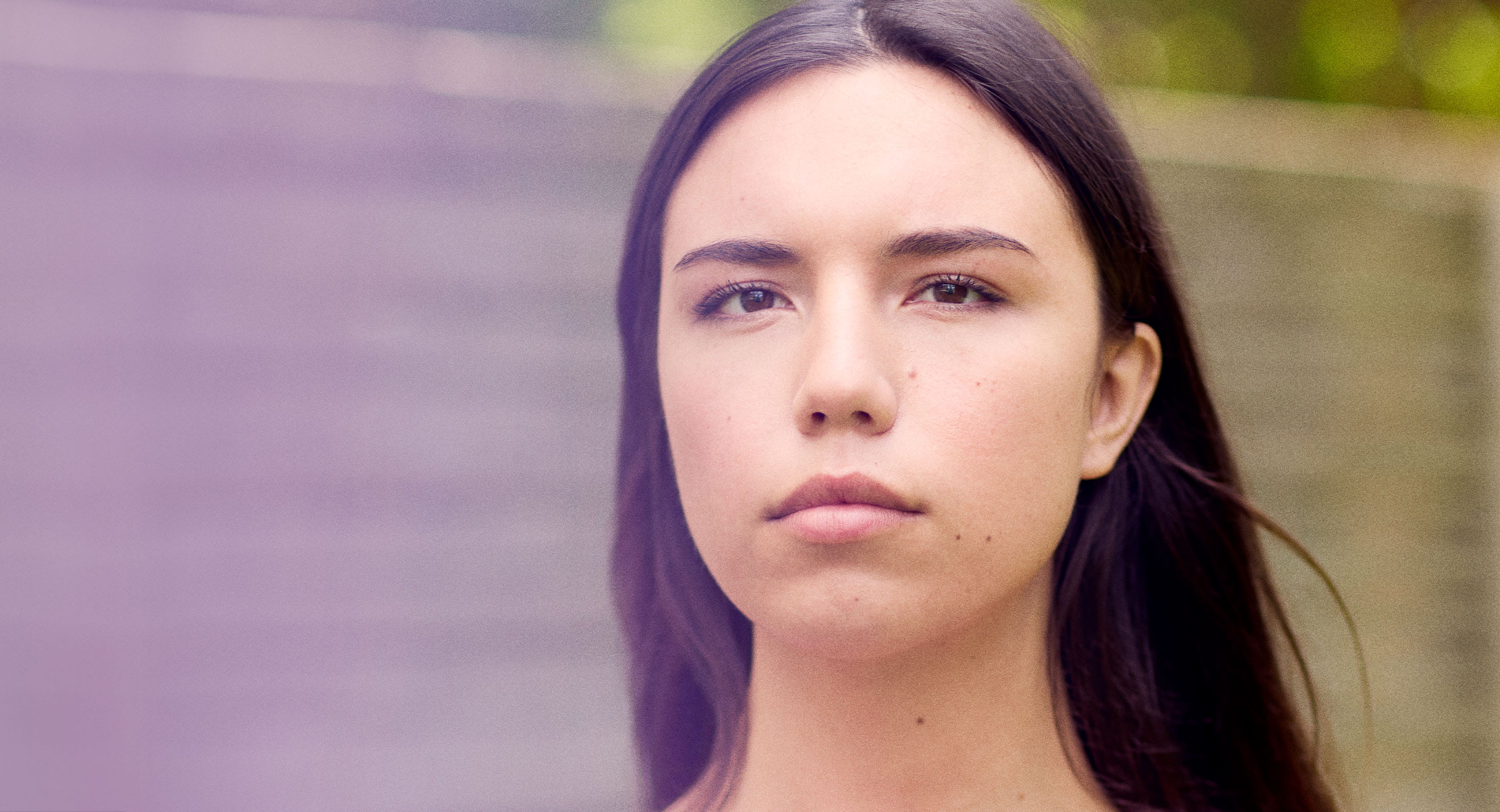 White female gazing at camera