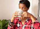Woman sipping tea