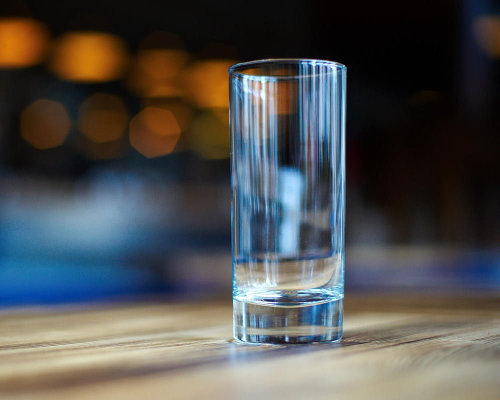 An empty glass on a table