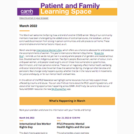 RBC Patient and Family Learning Space Newsletter March 2022