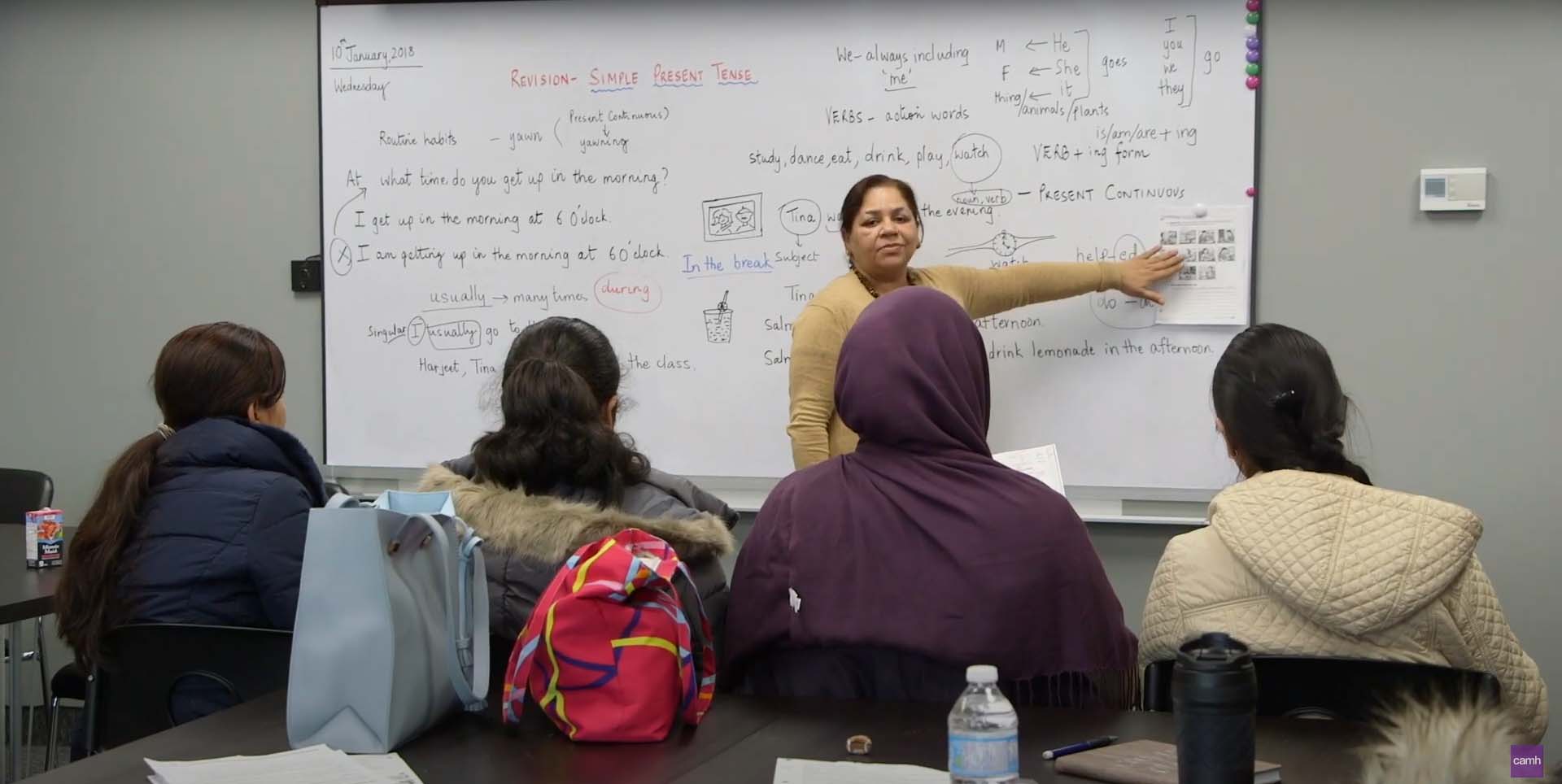 South Asian teacher teaching students