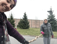 Yoni and Danni playing in the winter